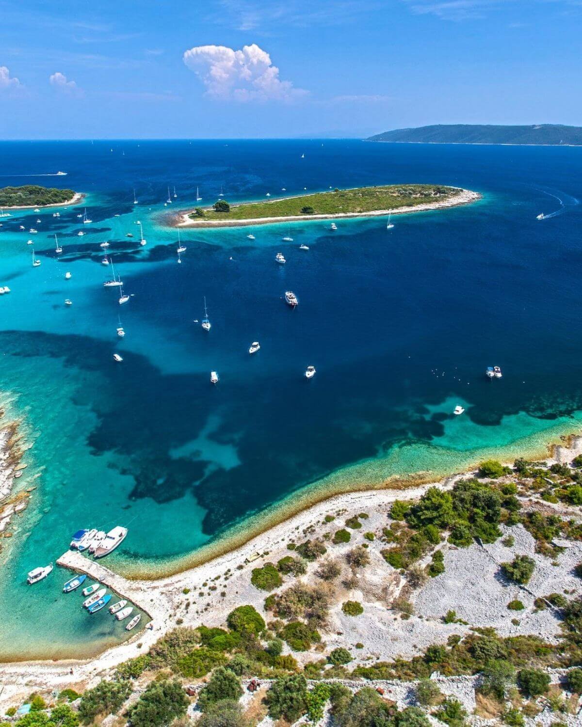 Aerial view of Blue Lagoon near Šolta and Drvenik islands