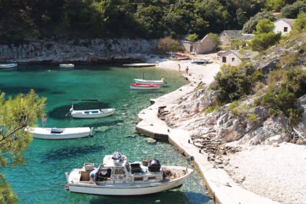 Hidden bay during a private wild boat tour in Croatia