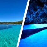 Blue Lagoon vs Blue Cave comparison showing Croatia's famous Blue Lagoon and Blue Cave side by side.